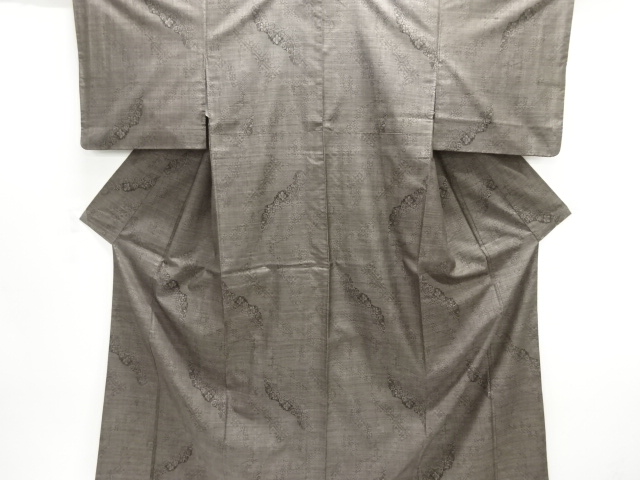 JAPANESE KIMONO / SILK / DORO OSHIMA TSUMUGI / WOVEN FLORAL CREST